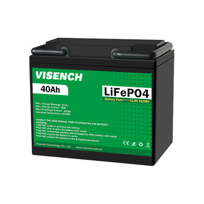 Visench Prismatic 12V 12.8V 40Ah Βαθύ κύκλους επαναφορτιζόμενο ηλιακό σύστημα αποθήκευσης ενέργειας Λιθιοϊον Lifepo4 μπαταρία