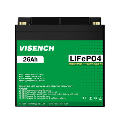 Visench Best Seller ΗΠΑ Γερμανία Ηνωμένο Βασίλειο Καναδάς 12,8 v 26Ah Βαθύ κύκλο 12 Volt Λιθιοϊονικές μπαταρίες 12V 26ah LiFePO4 μπαταρία
