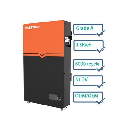 51.2V Τείχος 9.5Kwh 48V Lifepo4 200Ah μπαταρία ιόντων λιθίου για αποθήκευση ενέργειας του ηλιακού συστήματος