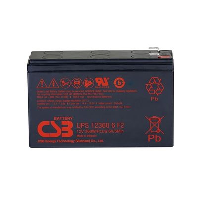 Η μπαταρία CSB UPS123606 12V 360W επαναφορτιζόμενη χωρίς συντήρηση 7Ah VRLA για κέντρο δεδομένων UPS