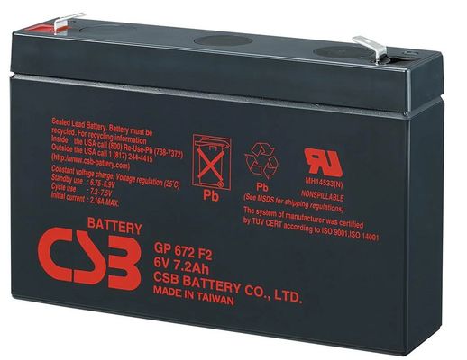 CSB μπαταρία GP672 6V 7.2Ah επαναφορτιζόμενη μπαταρία 7,2Ah χωρίς συντήρηση