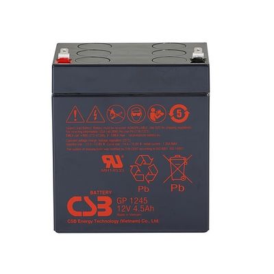 Η μπαταρία CSB GP1245 12V 4.5Ah Αποθήκευση ενέργειας Δωρεάν συντήρηση Ανανεώσιμη VRLA 12V 4.5Ah μπαταρία CSB