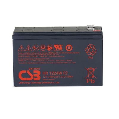 Η μπαταρία CSB HR1224W 12V 24W 6Ah Υψηλής απόδοσης επαναφορτιζόμενη μπαταρία οξέος μόλυβδου χωρίς συντήρηση 12V 6Ah
