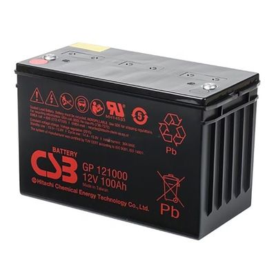 Η μπαταρία CSB GPL121000 12V 100Ah επαναφορτιζόμενη χωρίς συντήρηση Σφραγισμένες μπαταρίες μολύβδου-οξέος, συλλέκτες ισχύος συνεχούς, μπαταρίες VRLA 100Ah