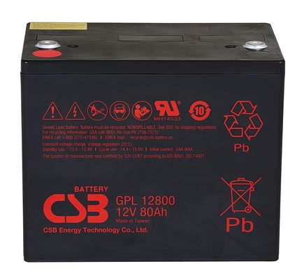 Η μπαταρία CSB GPL12800 12V 80Ah Μακρά διάρκεια ζωής Χωρίς συντήρηση επαναφορτιζόμενη VRLA CSB μπαταρία μολύβδου για UPS